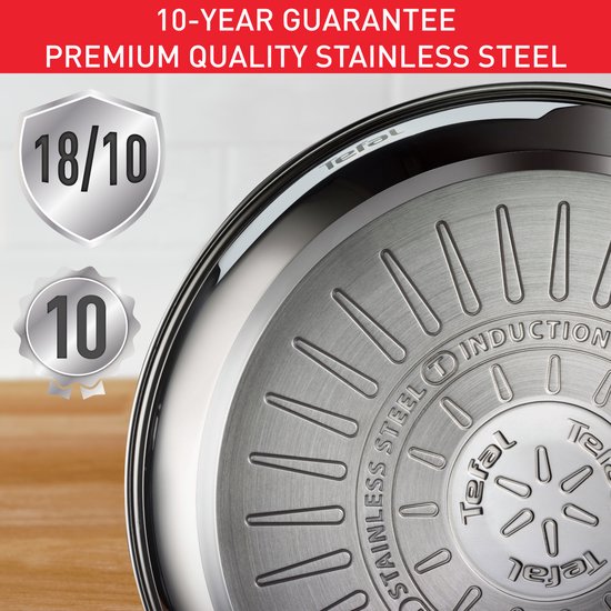 Tefal Infinite – detail van de roestvrijstalen bodem