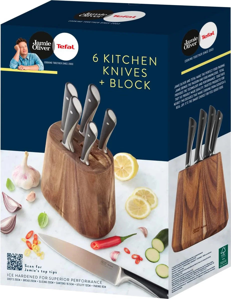 Tefal Jamie Oliver Messenset met Messenblok - 6-delig