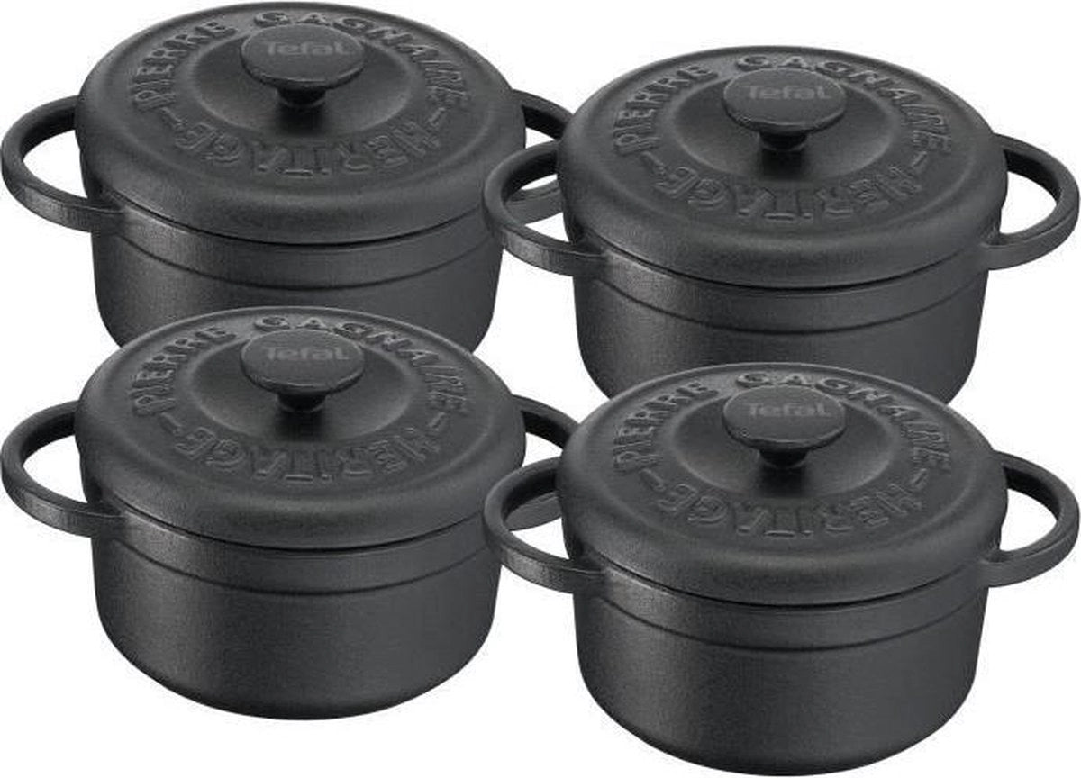 Tefal Pierre Gagnaire mini cocottes zwart - 0,3 l - set van 4