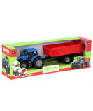Jolly Vroom Tractor Bl/Rd/Gr met bakwagen