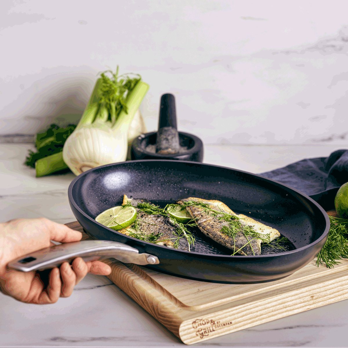 GreenPan Chop & Grill ovale vispan 33 x 23 cm – productfoto 2